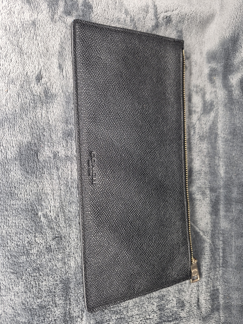Coach Slim Leather Pouch Wallet Insert Zippered Crossgrain In Black - Picture 7 of 9